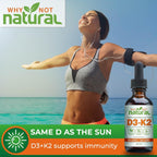 Vitamin D3 K2 (MK - 7) Liquid Drops, 1000 IU of sublingual D3 with Coconut MCT Oil, for Strong Bones and Teeth, Heart and Immune Support - Unflavored - LittleTreasures