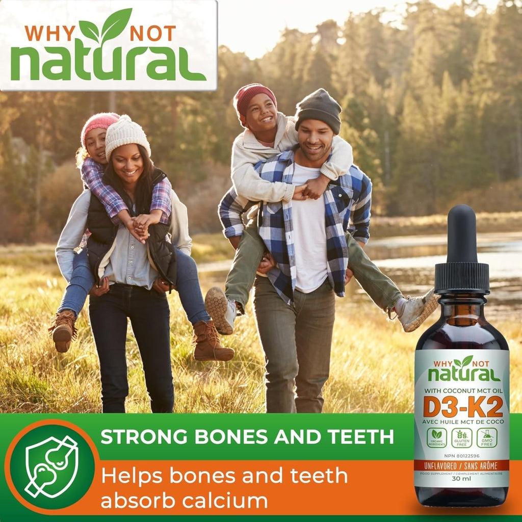Vitamin D3 K2 (MK - 7) Liquid Drops, 1000 IU of sublingual D3 with Coconut MCT Oil, for Strong Bones and Teeth, Heart and Immune Support - Unflavored - LittleTreasures