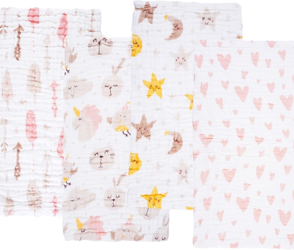 Viviland 100% Cotton Baby Muslin Burp Cloths - Soft & Absorbent - LittleTreasures