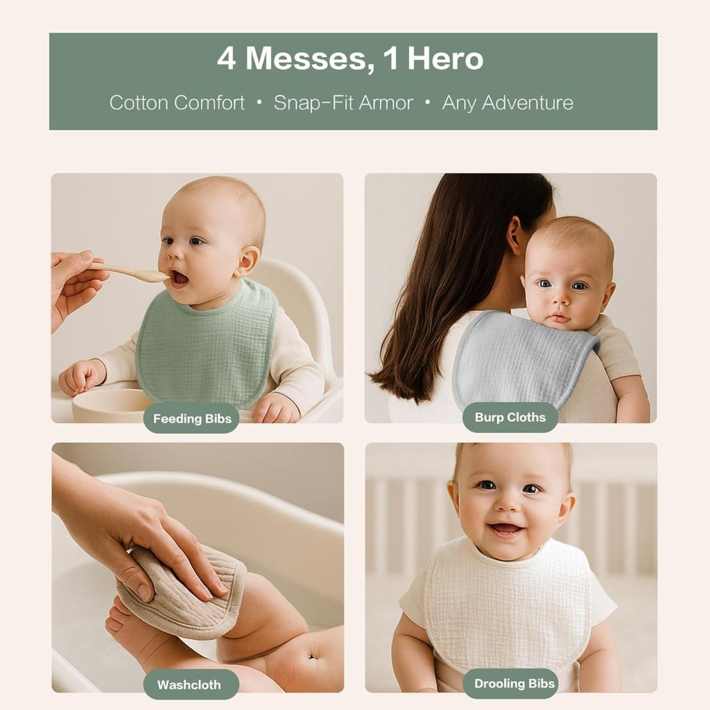 VOMARHUG Ultra - Soft Muslin Baby Bandana Bibs, 8 - Pack - LittleTreasures