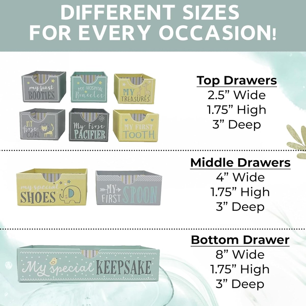 Votum Baby Keepsake Box for Treasured Memories, Moon & Stars - Lightweight, Handcrafted Baby Boxes with 9 Labeled Compartments for First Memories - Gender Neutral Baby Shower Gifts for Girls, Boys - LittleTreasures