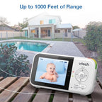 VTech VM819 Baby Monitor, 2.8” Screen, Night Vision, 2 - Way Audio, Temperature Sensor and Lullabies, Secure Transmission No WiFi - LittleTreasures
