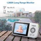 VTech VM819 Baby Monitor, 2.8” Screen, Night Vision, 2 - Way Audio, Temperature Sensor and Lullabies, Secure Transmission No WiFi - LittleTreasures