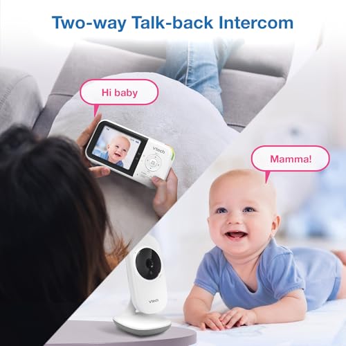 VTech VM819 Baby Monitor, 2.8” Screen, Night Vision, 2 - Way Audio, Temperature Sensor and Lullabies, Secure Transmission No WiFi - LittleTreasures