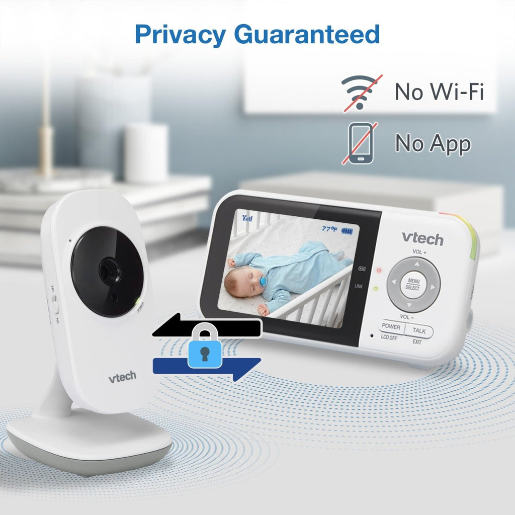 VTech VM819 Baby Monitor, 2.8” Screen, Night Vision, 2 - Way Audio, Temperature Sensor and Lullabies, Secure Transmission No WiFi - LittleTreasures