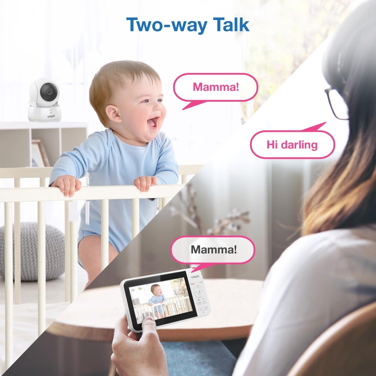 VTech VM924 Pan & Tilt Video Baby Monitor, 5" LCD Screen, Up to 17 Hrs Video Battery Life, Plug & Play, 1.33x Zoom, Night Vision, Up to 1000ft Range, Soothing Sounds, 2 - Way Talk, Secured Transmission - LittleTreasures