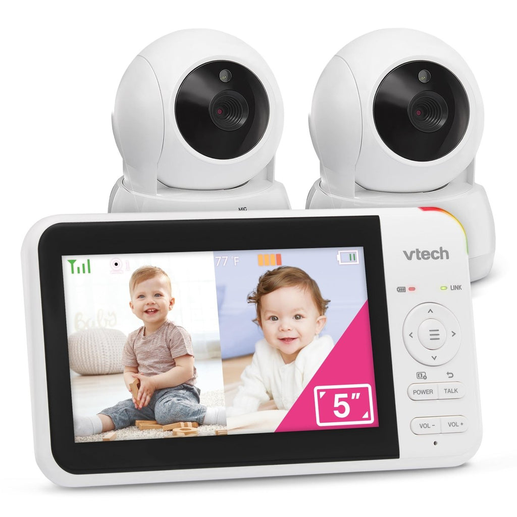 VTech VM924 Pan & Tilt Video Baby Monitor, 5" LCD Screen, Up to 17 Hrs Video Battery Life, Plug & Play, 1.33x Zoom, Night Vision, Up to 1000ft Range, Soothing Sounds, 2 - Way Talk, Secured Transmission - LittleTreasures
