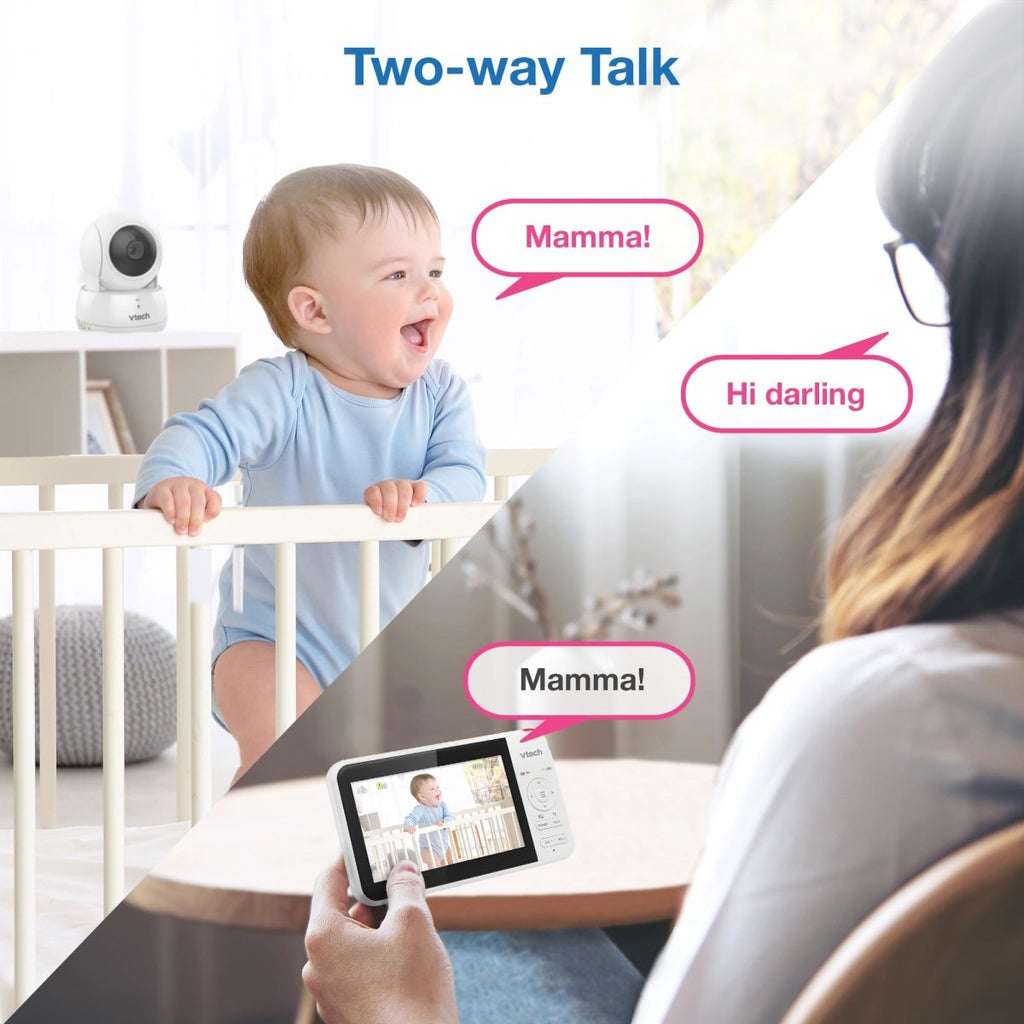 VTech VM924 Pan & Tilt Video Baby Monitor, 5" LCD Screen, Up to 17 Hrs Video Battery Life, Plug & Play, 1.33x Zoom, Night Vision, Up to 1000ft Range, Soothing Sounds, 2 - Way Talk, Secured Transmission - LittleTreasures