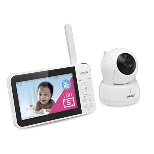 VTech VM924 Pan & Tilt Video Baby Monitor, 5" LCD Screen, Up to 17 Hrs Video Battery Life, Plug & Play, 1.33x Zoom, Night Vision, Up to 1000ft Range, Soothing Sounds, 2 - Way Talk, Secured Transmission - LittleTreasures