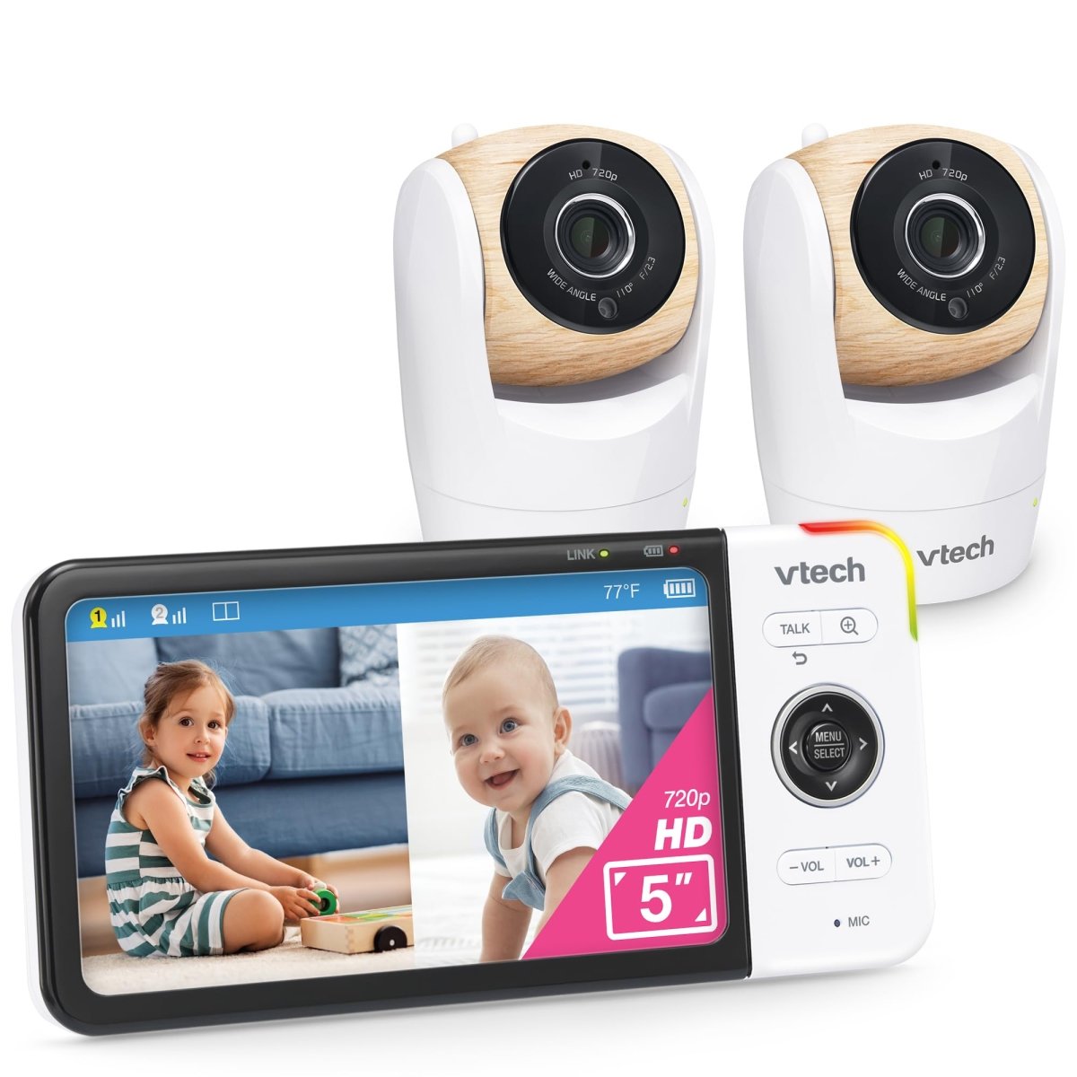VTech VM924 Pan & Tilt Video Baby Monitor, 5" LCD Screen, Up to 17 Hrs Video Battery Life, Plug & Play, 1.33x Zoom, Night Vision, Up to 1000ft Range, Soothing Sounds, 2 - Way Talk, Secured Transmission - LittleTreasures