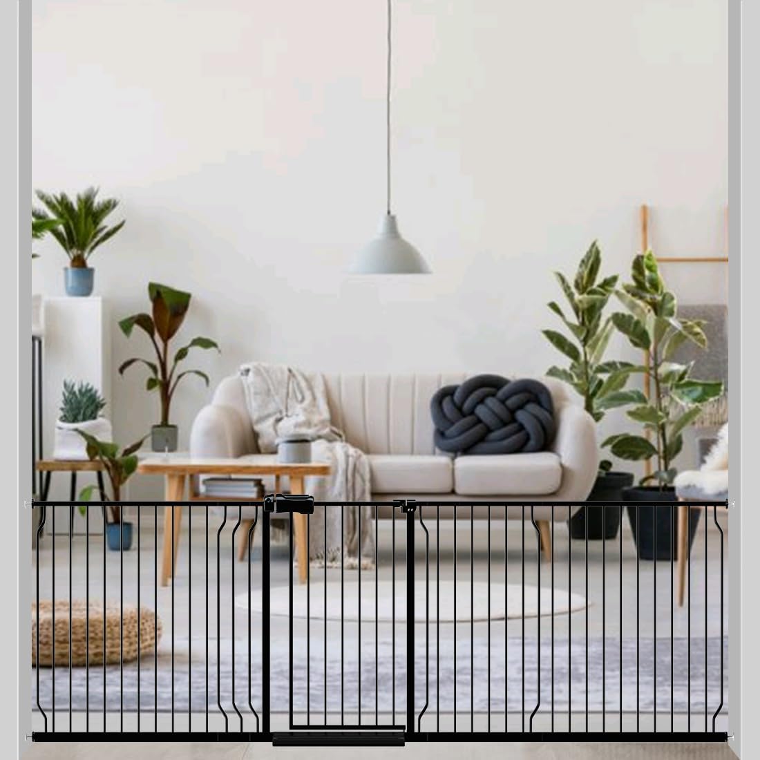 WAOWAO Baby Gate 100.00 - 109.45inch Extra Wide Pressure Mounted Walk Through Swing Auto Close Safety White Metal Toddler Kids Child Dog Pet Puppy Cat for Stairs, Doorways, Kitchen - LittleTreasures