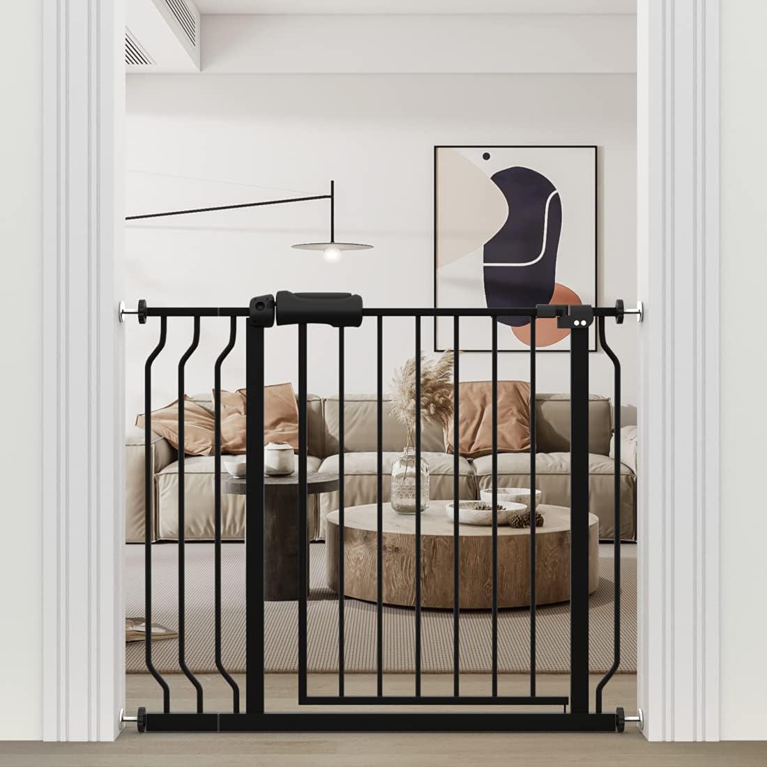 WAOWAO Baby Gate 100.00 - 109.45inch Extra Wide Pressure Mounted Walk Through Swing Auto Close Safety White Metal Toddler Kids Child Dog Pet Puppy Cat for Stairs, Doorways, Kitchen - LittleTreasures