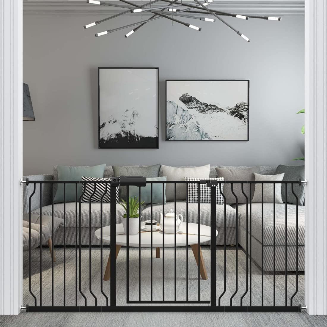 WAOWAO Baby Gate 100.00 - 109.45inch Extra Wide Pressure Mounted Walk Through Swing Auto Close Safety White Metal Toddler Kids Child Dog Pet Puppy Cat for Stairs, Doorways, Kitchen - LittleTreasures