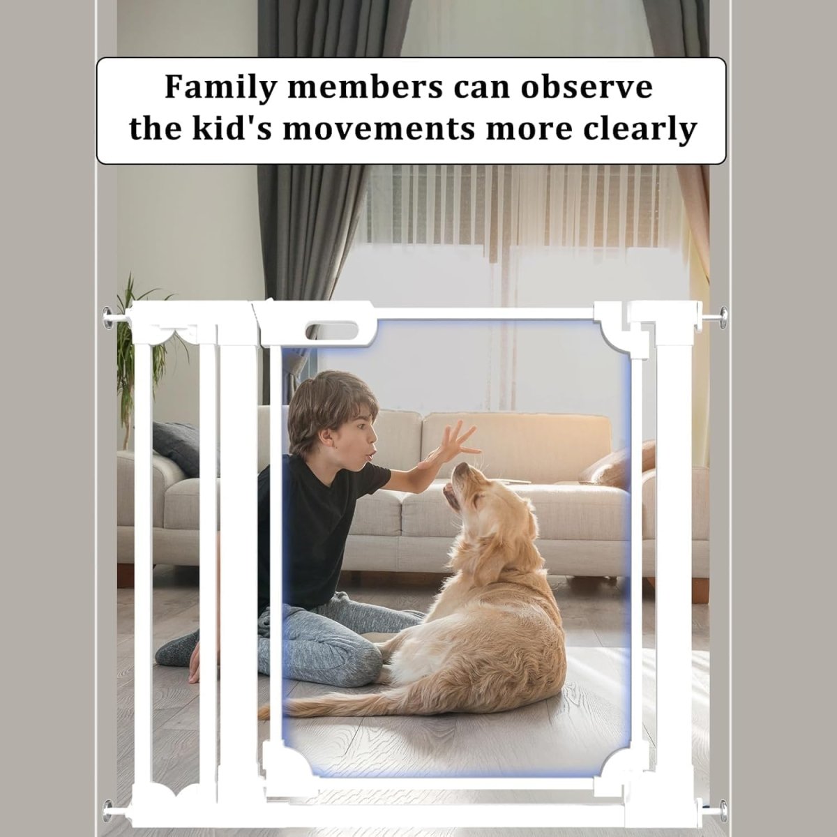 WAOWAO Clear Baby Gate for Stairs Modern Design Acrylic Auto Close Pet Gate,57.87 - 66.14" Wide Safety White Baby Gate for Doorways,Clear Dog Gates Indoor, Hallways,Kitchen - LittleTreasures