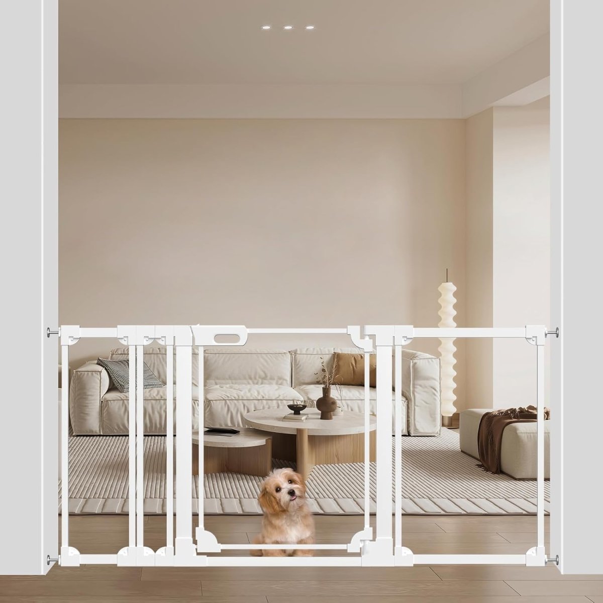 WAOWAO Clear Baby Gate for Stairs Modern Design Acrylic Auto Close Pet Gate,57.87 - 66.14" Wide Safety White Baby Gate for Doorways,Clear Dog Gates Indoor, Hallways,Kitchen - LittleTreasures