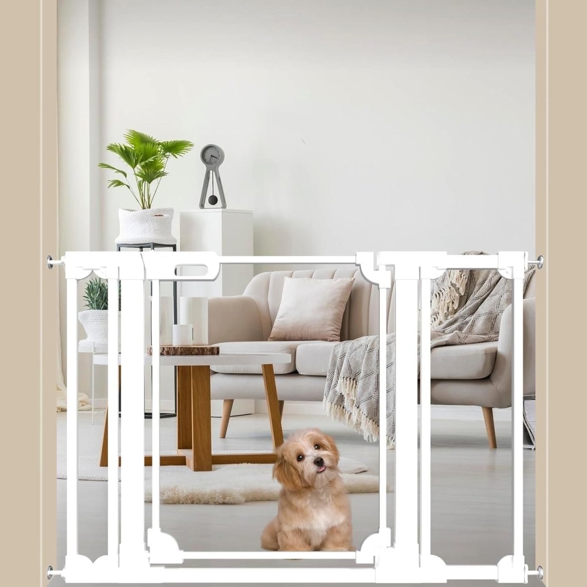 WAOWAO Clear Baby Gate for Stairs Modern Design Acrylic Auto Close Pet Gate,57.87 - 66.14" Wide Safety White Baby Gate for Doorways,Clear Dog Gates Indoor, Hallways,Kitchen - LittleTreasures