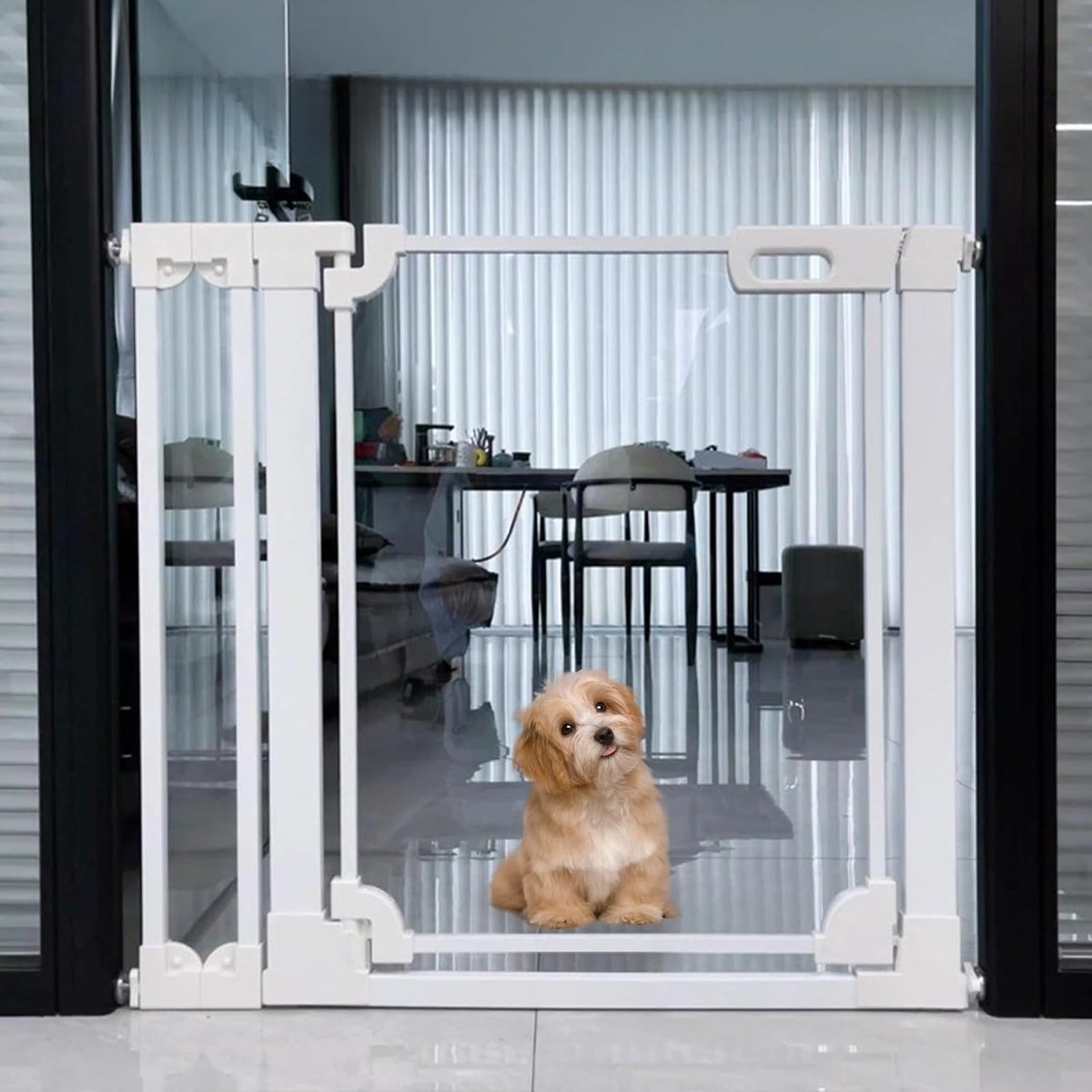 WAOWAO Clear Baby Gate for Stairs Modern Design Acrylic Auto Close Pet Gate,57.87 - 66.14" Wide Safety White Baby Gate for Doorways,Clear Dog Gates Indoor, Hallways,Kitchen - LittleTreasures