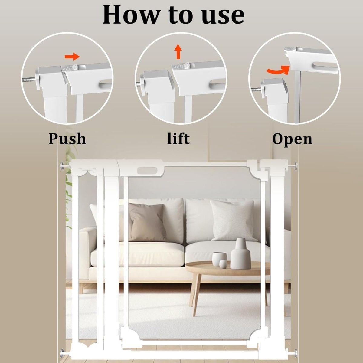 WAOWAO Clear Baby Gate for Stairs Modern Design Acrylic Auto Close Pet Gate,57.87 - 66.14" Wide Safety White Baby Gate for Doorways,Clear Dog Gates Indoor, Hallways,Kitchen - LittleTreasures