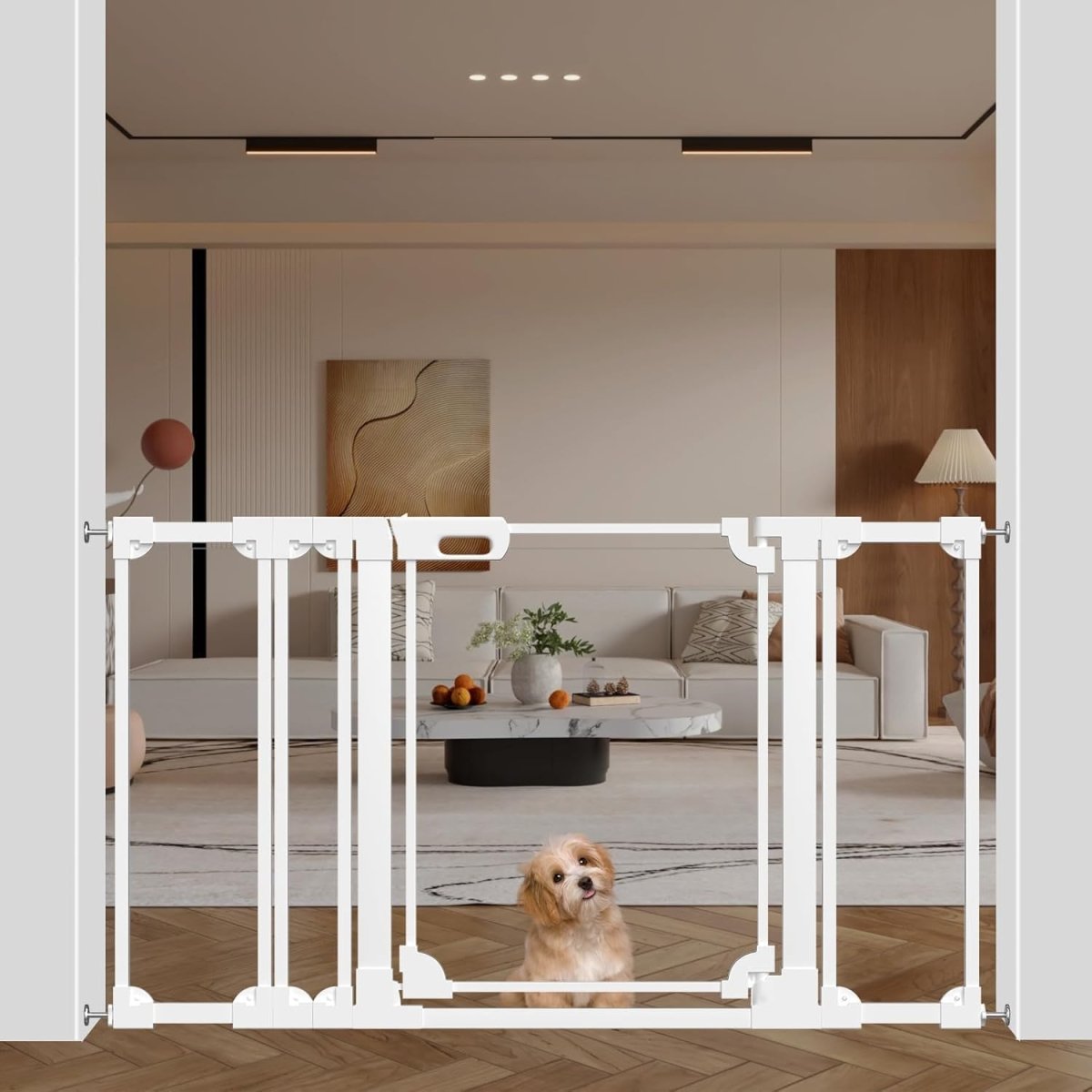 WAOWAO Clear Baby Gate for Stairs Modern Design Acrylic Auto Close Pet Gate,57.87 - 66.14" Wide Safety White Baby Gate for Doorways,Clear Dog Gates Indoor, Hallways,Kitchen - LittleTreasures