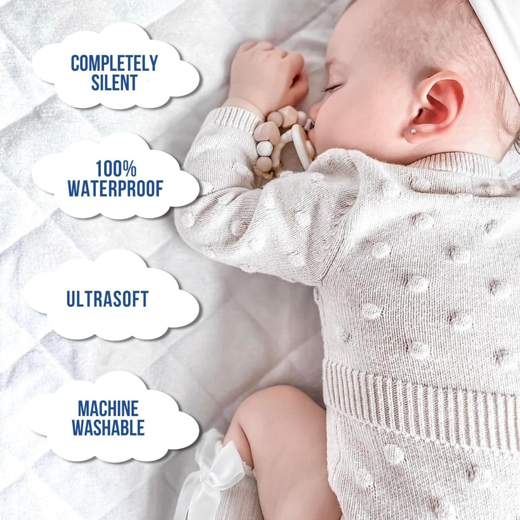 Waterproof Bassinet Mattress Protector 2 Pack (32"x17") - for Fisher - Price Soothing Motions Bassinet - Noiseless, Washable, Bassinet Mattress Cover, Organic - LittleTreasures