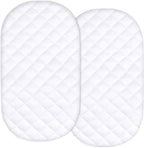 Waterproof Bassinet Mattress Protector 2 Pack (32"x17") - for Fisher - Price Soothing Motions Bassinet - Noiseless, Washable, Bassinet Mattress Cover, Organic - LittleTreasures