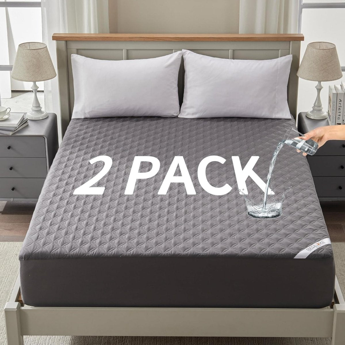 Waterproof Mattress Protector Crib, Soft & Skin Friendly Gray Mattress Pads 2 Pack, Dirt - Proof & Noiseless Mattress Cover Fits Baby Crib Toddler Bed (52''x28'') - LittleTreasures