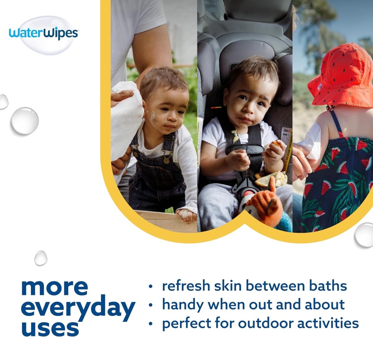 WaterWipes Sensitive+ Bathing Wipes, 3 - In - 1 Cleans, Cares, Protects, 99.9% Water, Unscented & Hypoallergenic, 16 Count (1 Pack) - LittleTreasures