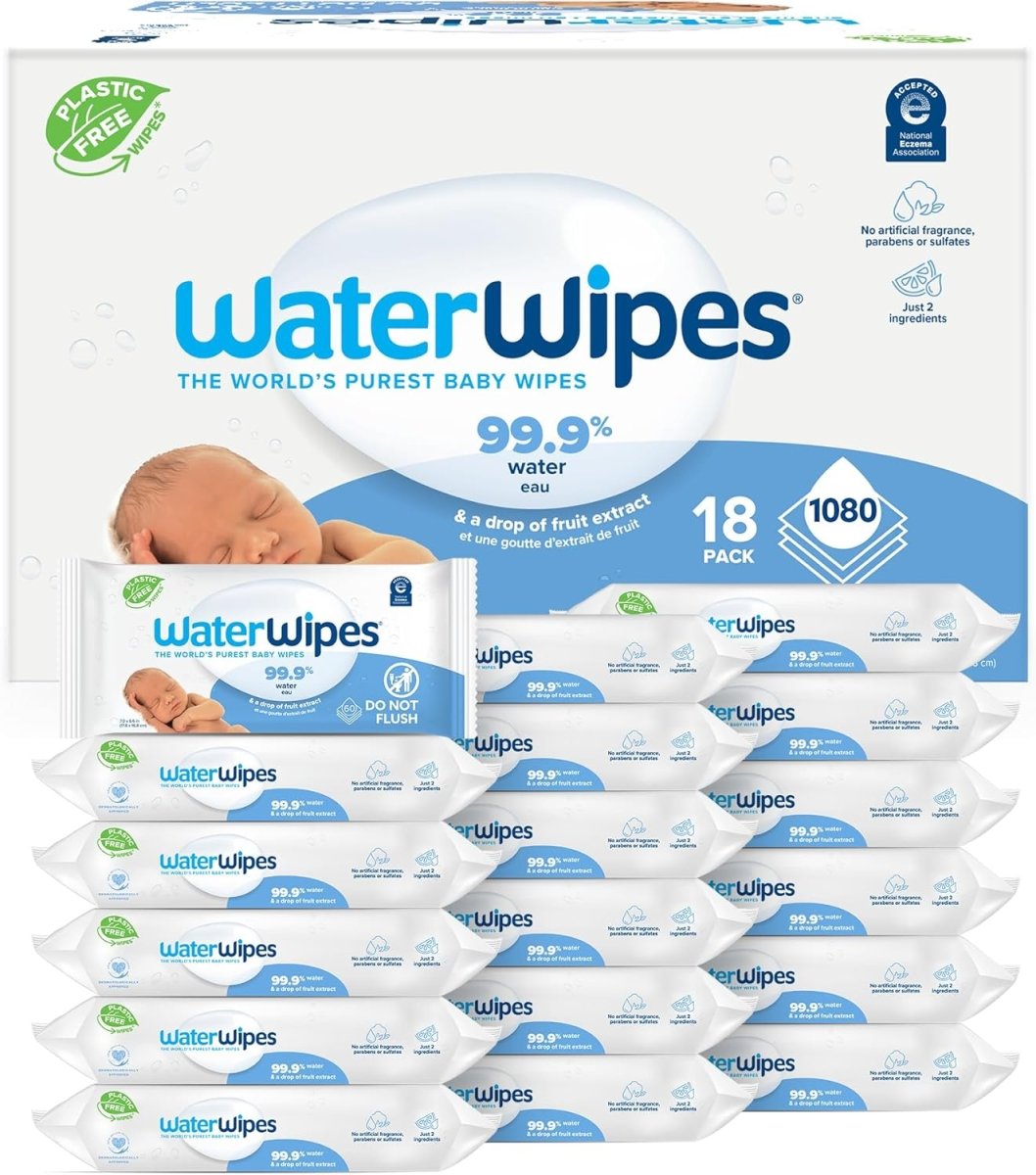 WaterWipes Sensitive+ Newborn & Baby Wipes, 3 - In - 1 Cleans, Cares, Protects, 99.9% Water, Unscented & Hypoallergenic, 720 Count (12 Packs) - LittleTreasures