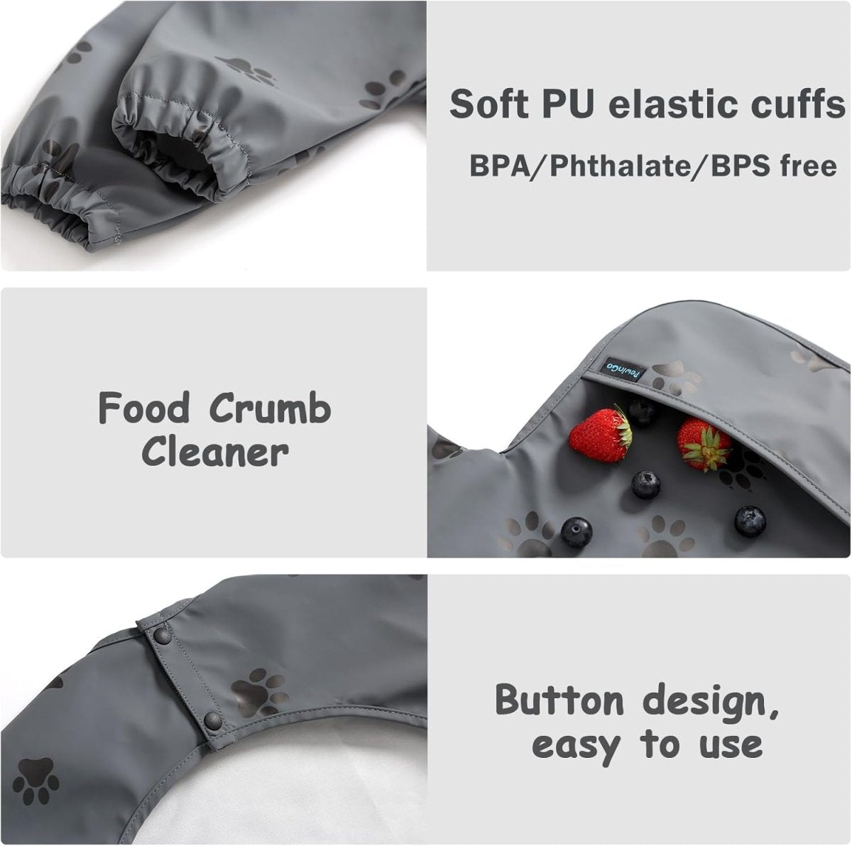 Weaning Bib with Long Sleeves 2PCS & BLW, Soft and Skin - Friendly Material, Coverall Bibs for Baby Feeding, Waterproof and Easy to Clean & Machine Washable, for Baby Infant Toddlers - LittleTreasures