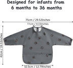 Weaning Bib with Long Sleeves 2PCS & BLW, Soft and Skin - Friendly Material, Coverall Bibs for Baby Feeding, Waterproof and Easy to Clean & Machine Washable, for Baby Infant Toddlers - LittleTreasures