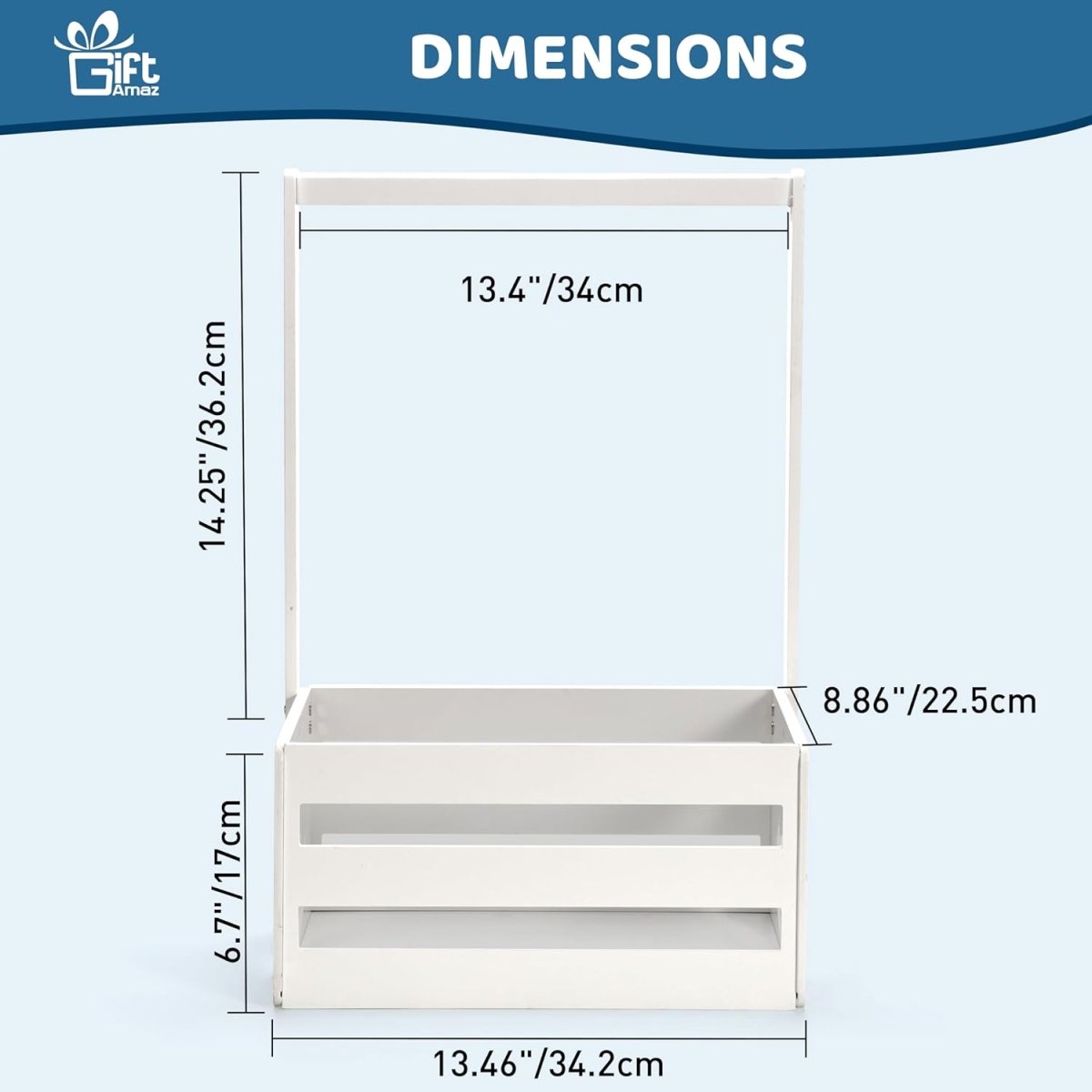 White Wooden Baby Shower Crate Closet, Baby Storage Crate with Handle, Basket for Baby Shower Gifts, Welcome Gift Basket for Newborn Boys Girls, Pregnancy Gifts for New Parents - LittleTreasures