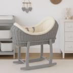 Wicker Deluxe Pod Baby Moses Basket With Stand