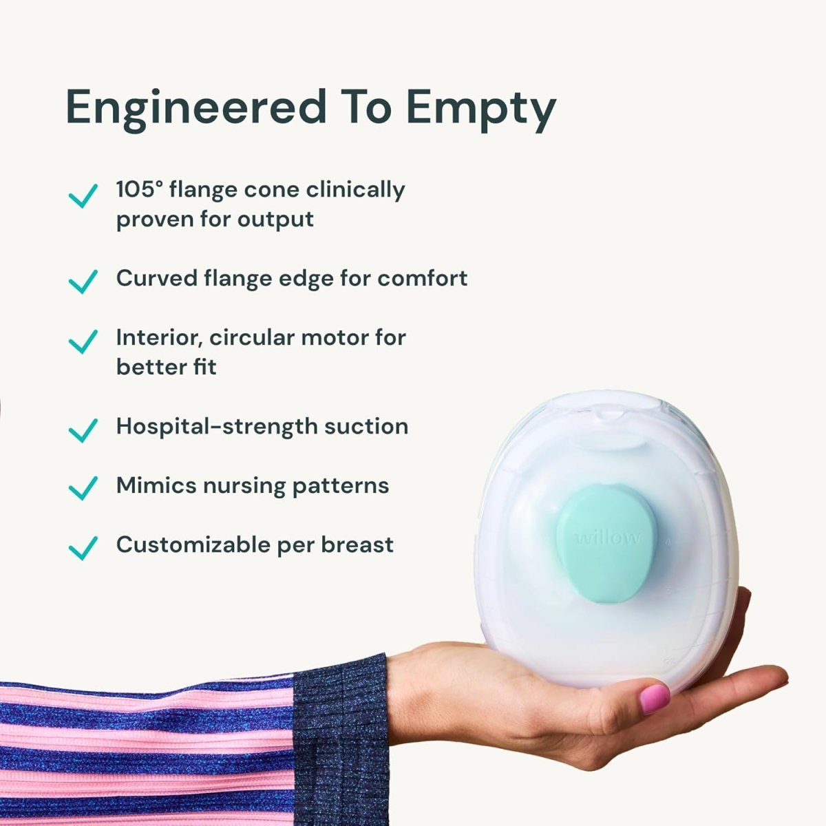 Willow Go - Hands Free Breast Pump - Wearable Breastfeeding Pump - Portable, Electric, Cordless, 9 Levels of Hospital Grade Suction Strength, App Compatible & Fits Fully in Bra, 21mm & 24mm Flange - LittleTreasures