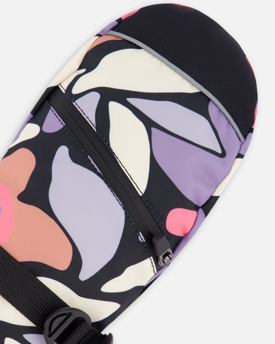 Winter Mittens Teknik Black Retro Flower Print - LittleTreasures