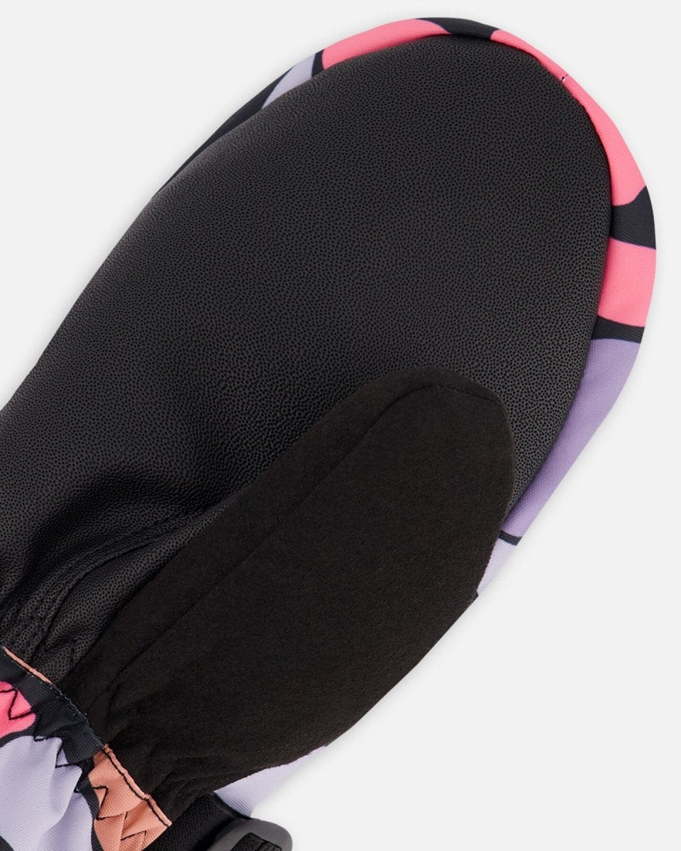 Winter Mittens Teknik Black Retro Flower Print - LittleTreasures