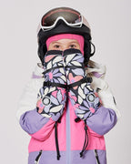 Winter Mittens Teknik Black Retro Flower Print - LittleTreasures