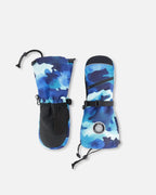 Winter Mittens Teknik Teal Blue Camouflage - LittleTreasures