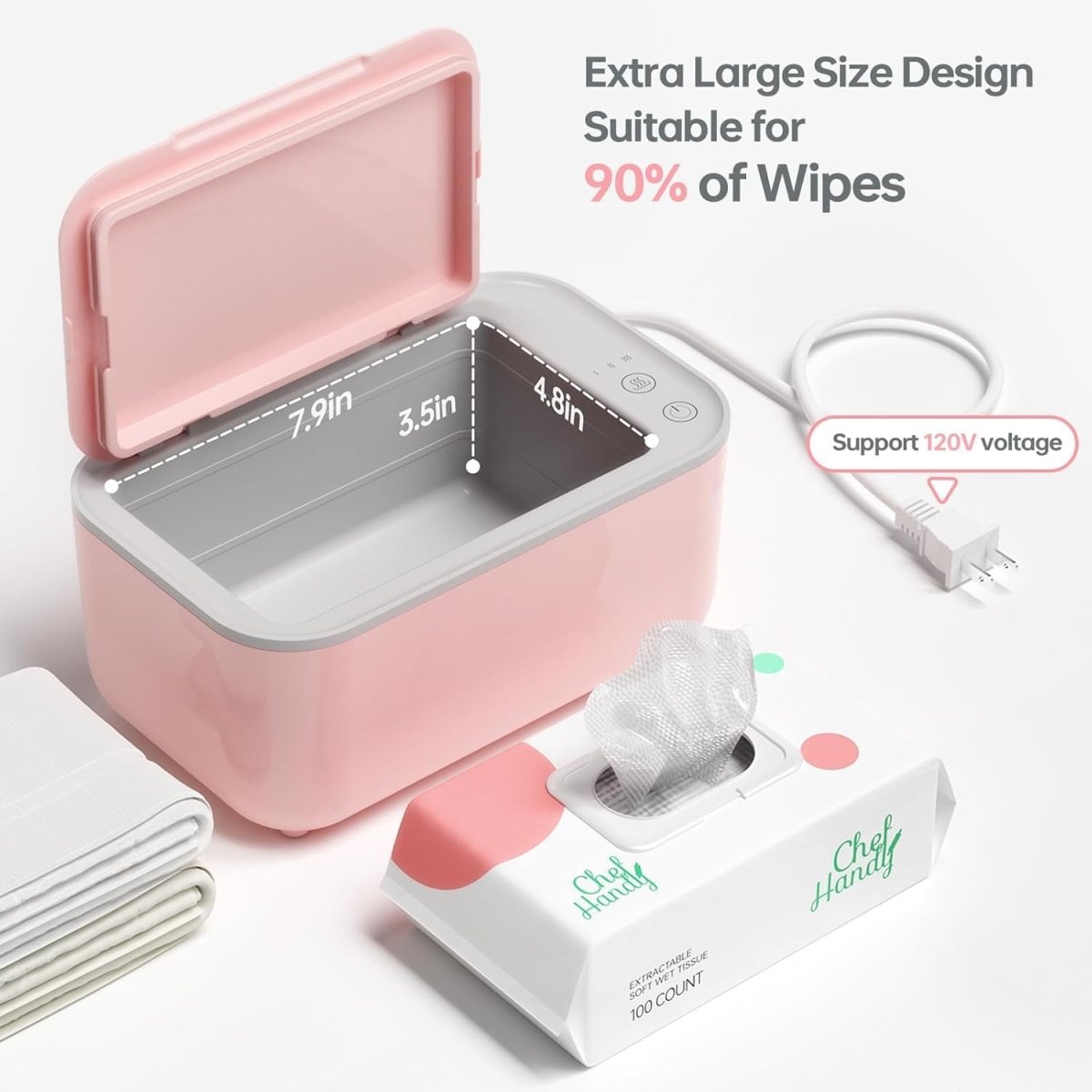 Wipe Warmer, Baby Wipe Warmer with 3 Modes Temperature Control, Diaper Wipes Dispenser with Large Capacity, Evenly Overall Heating, Constant Temperature Wipe Holder - LittleTreasures