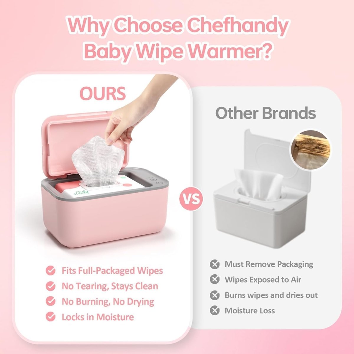 Wipe Warmer, Baby Wipe Warmer with 3 Modes Temperature Control, Diaper Wipes Dispenser with Large Capacity, Evenly Overall Heating, Constant Temperature Wipe Holder - LittleTreasures