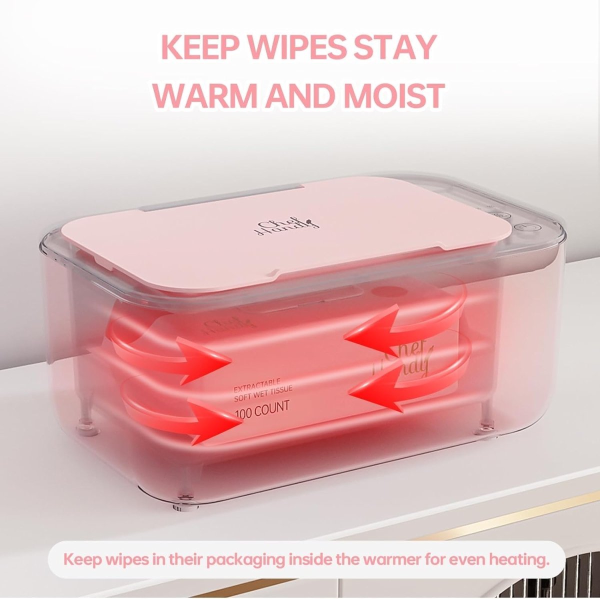 Wipe Warmer, Baby Wipe Warmer with 3 Modes Temperature Control, Diaper Wipes Dispenser with Large Capacity, Evenly Overall Heating, Constant Temperature Wipe Holder - LittleTreasures