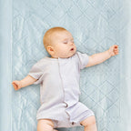 Wowelife Mini Crib Bedding Set for Girls, 3 Piece Tufted Jacquard Ruffle Fringe Baby Girl Crib Bedding Set Newborn, Infant & Nursery with Comforter, Crib Fitted Sheet and Crib Skirt, Blue - LittleTreasures