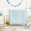 Wowelife Mini Crib Bedding Set for Girls, 3 Piece Tufted Jacquard Ruffle Fringe Baby Girl Crib Bedding Set Newborn, Infant & Nursery with Comforter, Crib Fitted Sheet and Crib Skirt, Blue - LittleTreasures