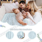 Wowelife Mini Crib Bedding Set for Girls, 3 Piece Tufted Jacquard Ruffle Fringe Baby Girl Crib Bedding Set Newborn, Infant & Nursery with Comforter, Crib Fitted Sheet and Crib Skirt, Blue - LittleTreasures