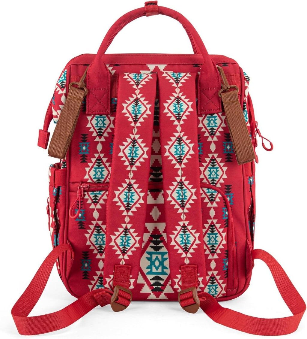 Wrangler Aztec Backpack Organized Daypack Travel Baby Bag with Stroller Strap and Side Bottle Pockets - LittleTreasures