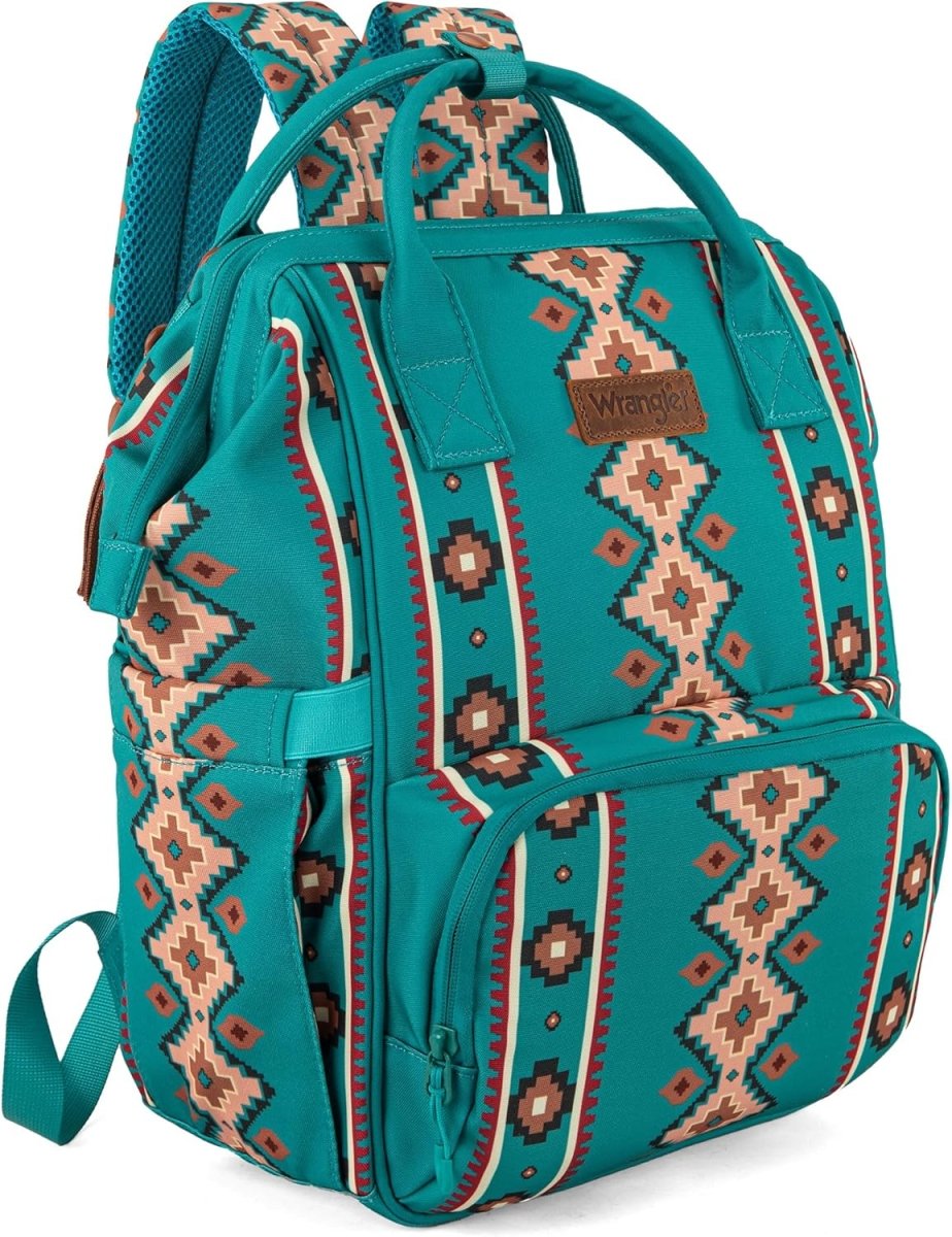 Wrangler Aztec Backpack Organized Daypack Travel Baby Bag with Stroller Strap and Side Bottle Pockets - LittleTreasures