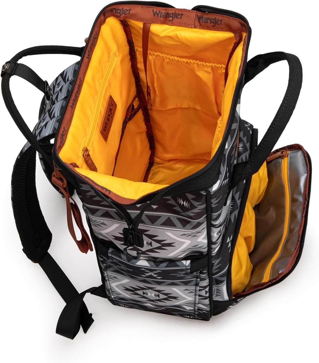 Wrangler Aztec Backpack Organized Daypack Travel Baby Bag with Stroller Strap and Side Bottle Pockets - LittleTreasures