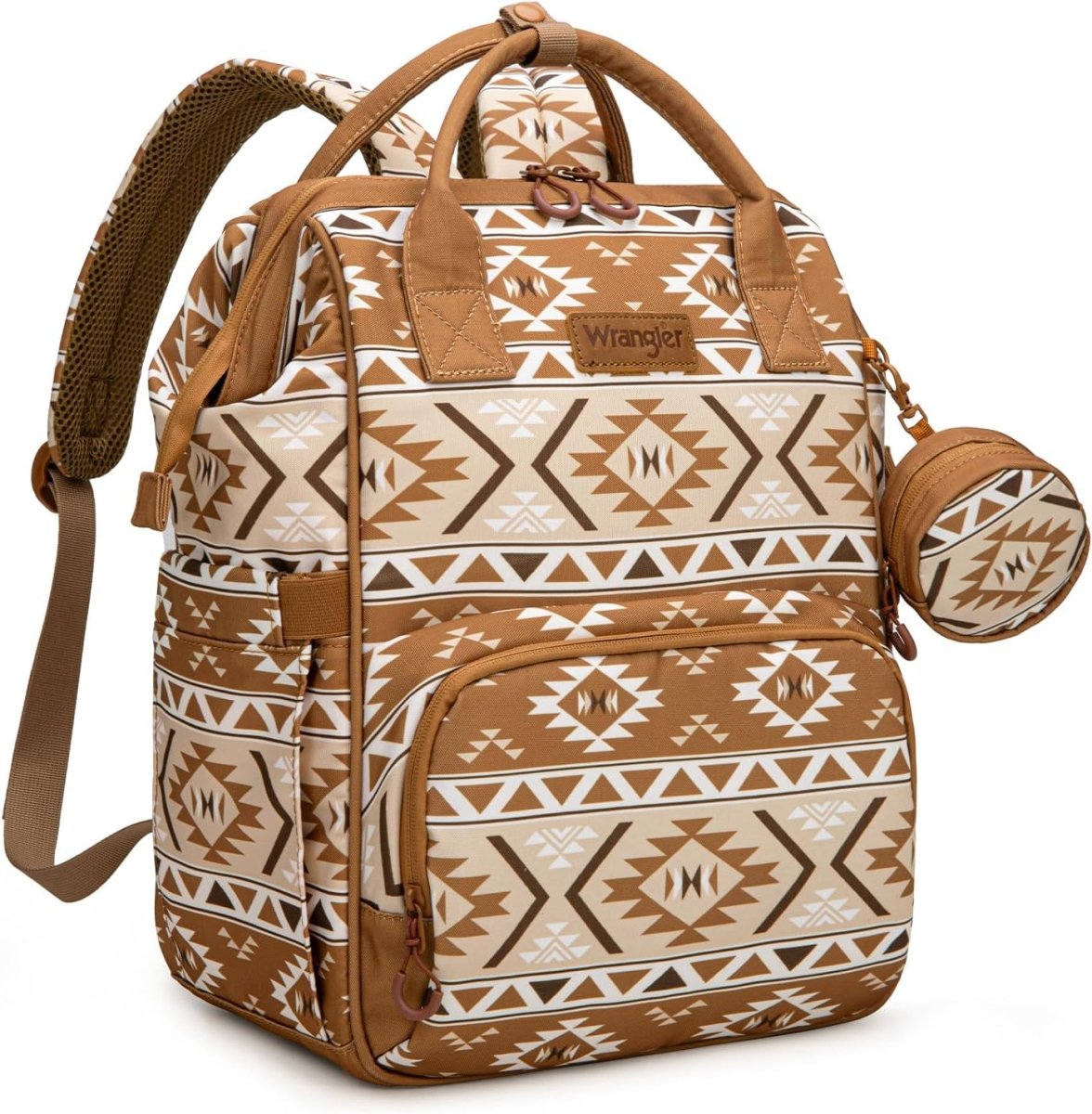 Wrangler Aztec Backpack Organized Daypack Travel Baby Bag with Stroller Strap and Side Bottle Pockets - LittleTreasures