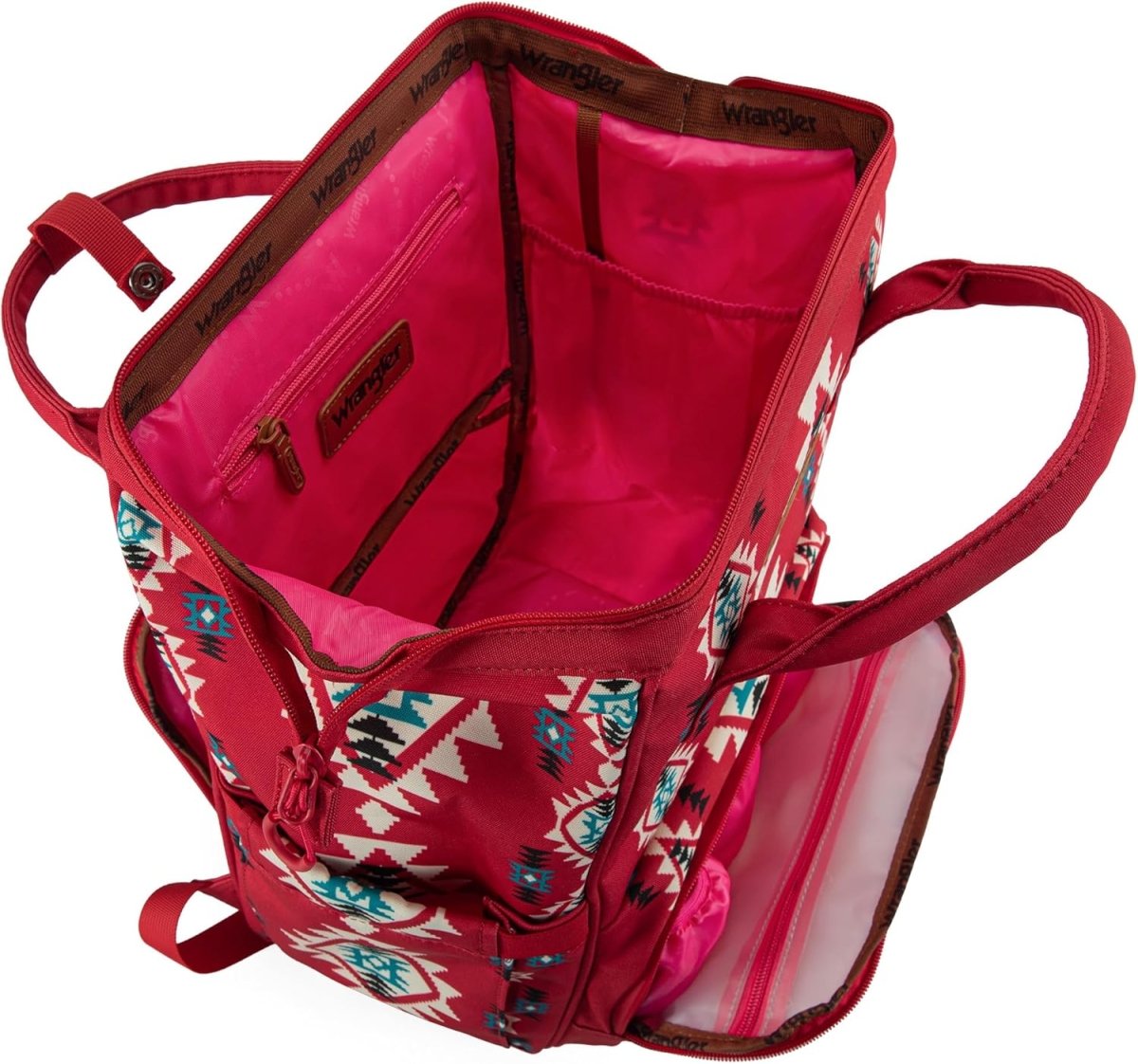 Wrangler Aztec Backpack Organized Daypack Travel Baby Bag with Stroller Strap and Side Bottle Pockets - LittleTreasures