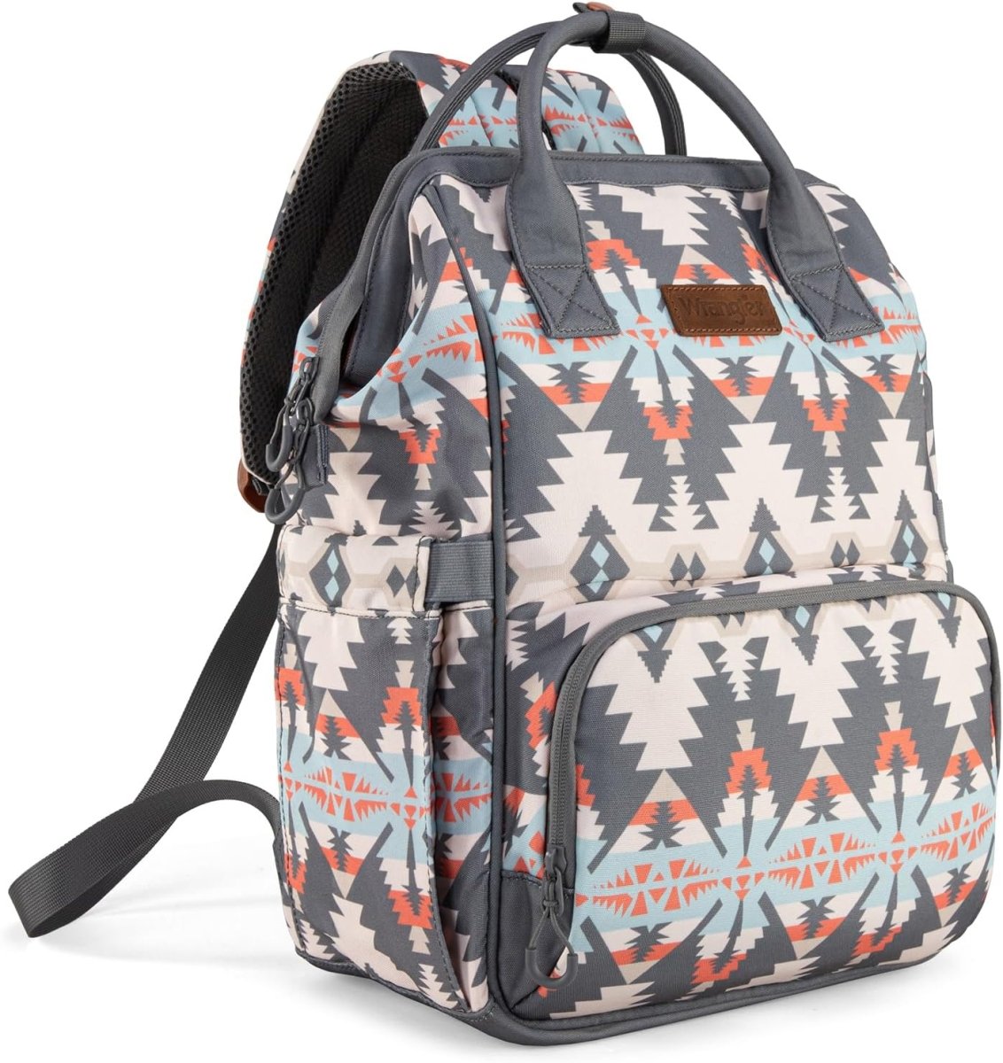 Wrangler Aztec Backpack Organized Daypack Travel Baby Bag with Stroller Strap and Side Bottle Pockets - LittleTreasures