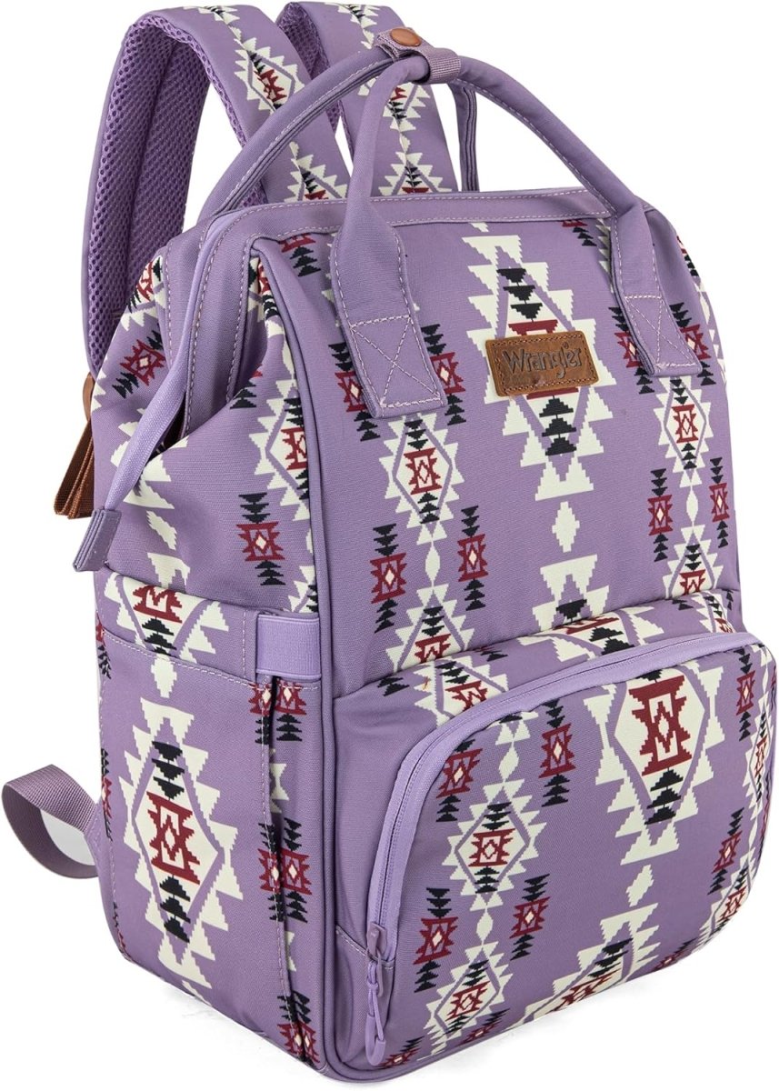 Wrangler Aztec Backpack Organized Daypack Travel Baby Bag with Stroller Strap and Side Bottle Pockets - LittleTreasures